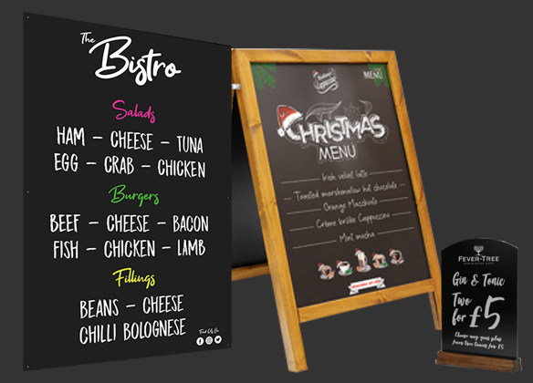 Tablas de tiza de restaurantes