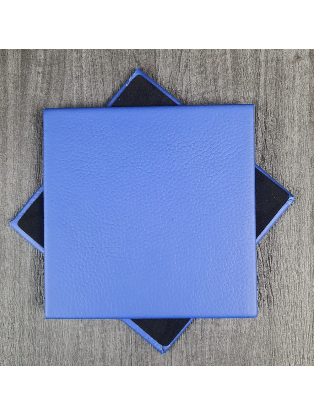 Coaster de cuero Shelly de ultramarina profunda: 10 cm SQ (artículo de venta)